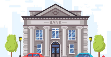 Cartoon bank building
